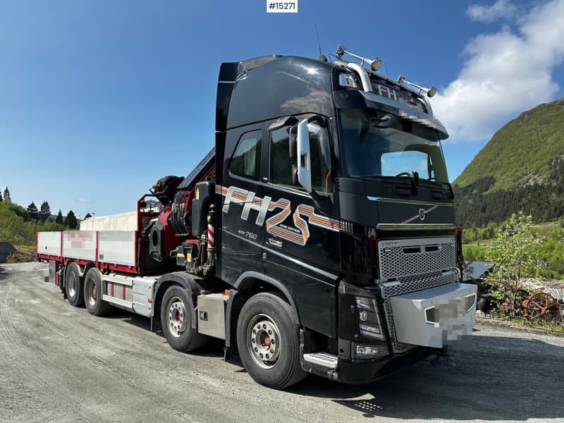  2019 Volvo FH750 8x2 Crane truck w/ 115 t/m fassi crane w/ Jib and winch.