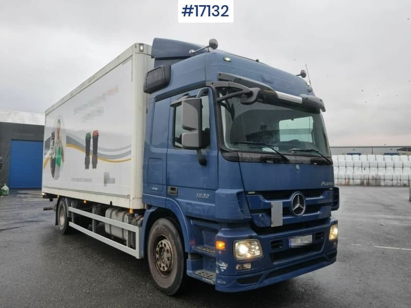 2012 Mercedes Actros 1832 4x2 Box truck with lift and side opening.