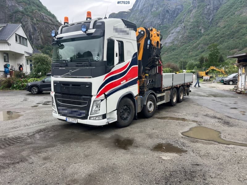 2015 Volvo FH540 w/ 95t/w Effer crane with jib and winch and 2017 Fliegl Fahrzeugbau 2 axle tow trailer WATCH VIDEO