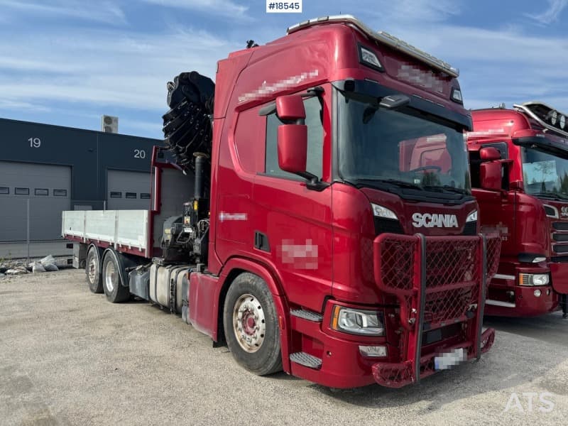 2019 Scania R500 6x2 crane truck w/ 47 t/m Hiab crane with jib.